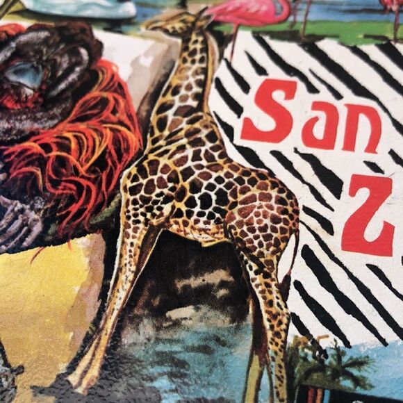 San Diego Zoo 1970s Vintage Handpainted Tray featuring SkyPark 🐅 🦏 🐨 🦧 🦒 - Picture 15 of 17